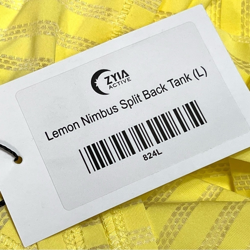Zyia Active Lemon Nimbus Split Back Yellow Athletic Tank Top Women’s Large - Picture 10 of 14